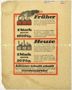Flugblatt gegen Streiks und Aufruf zur Arbeit