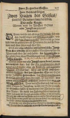 Zum Beschluß folgen Zwey Fragen des Geistes / ...