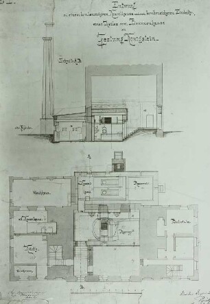 Festung Königstein, Entwurf zu einem bombensicheren Kesselhaus am Brunnehaus : Königstein, Festung