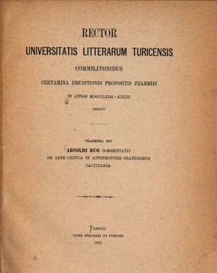 Commentatio de arte critica in Antiphonteis orationibus factitanda : Univers.-Progr.