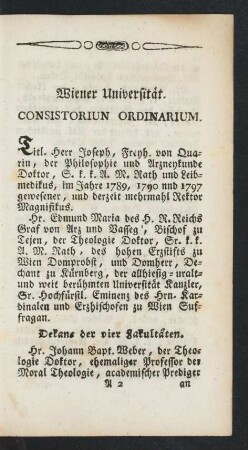 Wiener Universität. Consistoriun Ordinarium