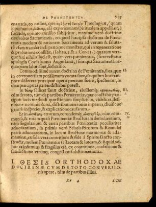 I. Thesis Orthodoxae Doctrinae Cum De Toto Conversionis opere, tum de partibus illius.