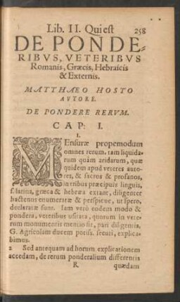 Lib. II. Qui est De Ponderibus, Veteribus Romanis, Graecis, Hebraicis & Externis.