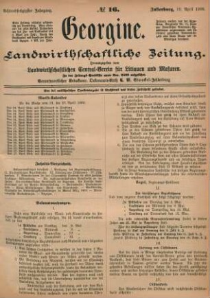 Achtundsechzigster Jahrgang. No. 16. Insterburg, 19. April 1900.