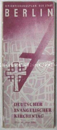 Gestalteter Stadtplan des Zentrums von Berlin zum Deutschen Evangelischen Kirchentag 1951