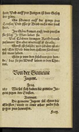 Von der Gemeine Jugent.