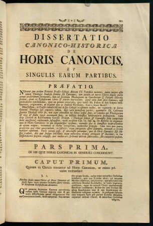 661-692, Dissertatio Canonico-Historica de Horis Canonicis, et Singulis Earum Partibus.