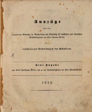 Beiträge für Kunst und Alterthum im Oberdonau-Kreise. 1829, 1829