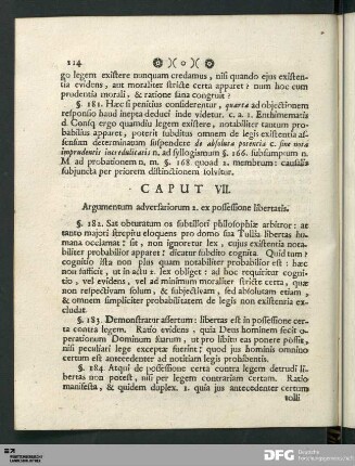 Caput VII. Argumentum adversariorum 2. ex possessione libertatis.