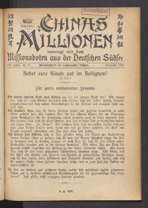 XIX. Jahrg. Nr. 11. November 1918