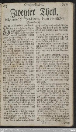 Zweyter Theil. Allgemeine Kirchen-Lieder, beym öffentlichen Gottesdienste