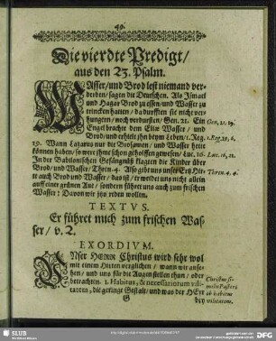 Die vierdte Predigt, aus den 23. Psalm