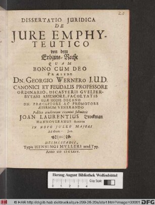 Dissertatio Iuridica De Iure Emphyteutico