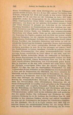 501-504 [Rezension] Aubert, Roger, Le pontificat de Pie IX