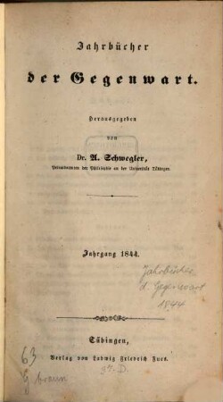 Jahrbücher der Gegenwart. 1844