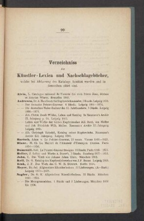 Verzeichniss der Künstler-Lexica und Nachschlagebücher