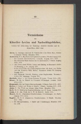 Verzeichniss der Künstler-Lexica und Nachschlagebücher