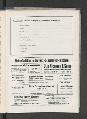 Anmeldung zur Aufnahme als Mitglied im Langenhorner Heimatverein