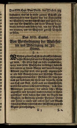 Das XVII. Capitel. Von Vertheidigung der Wahrheiten und Widerlegung der Irrthümer