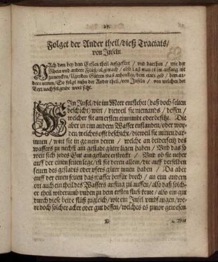 Folget der Ander theil/ dieß Tractats/ von Inseln.