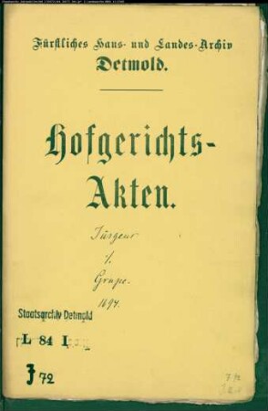 Jürgens, Johann zu Orbke gegen Joh. Henrich Grupe zu Orbke - Wohnungsmiete