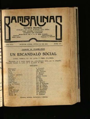 Un escandalo social : pieza cómica en un acto y tres cuadros