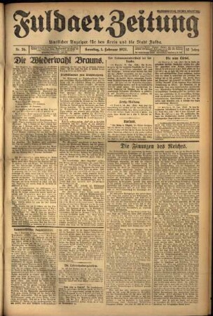 Erste Ausgabe vom Sonntag, den 01. Februar 1925.