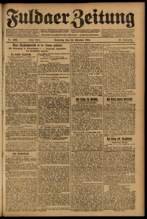 Erste Ausgabe vom Samstag, den 14. Oktober 1916.
