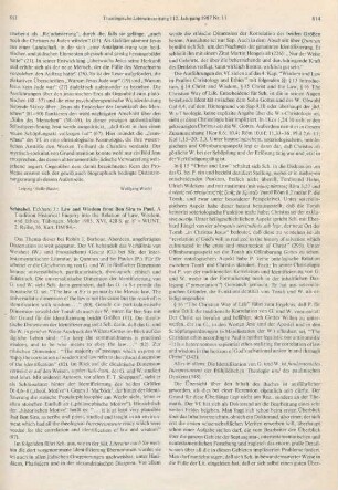 813-816 [Rezension] Schnabel, Eckhard J., Law and wisdom from Ben Sira to Paul