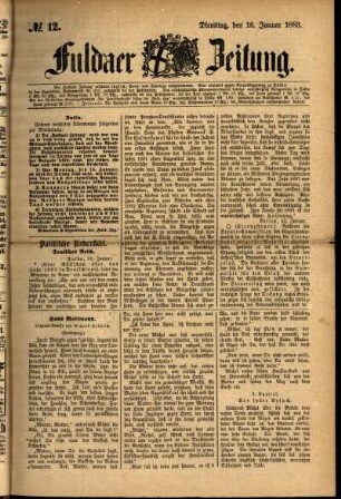 Ausgabe vom Dienstag, den 16. Januar 1883.
