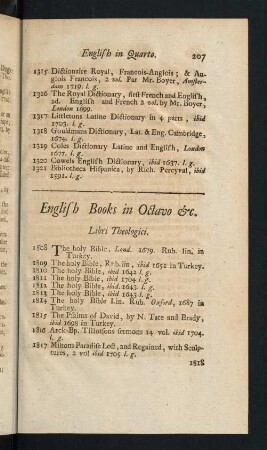 207-296, English Books in Octavo &c.