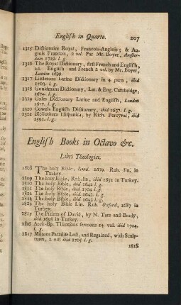 207-296, English Books in Octavo &c.