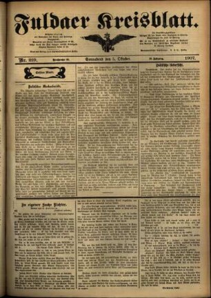 Erste Ausgabe vom Samstag, den 05. Oktober 1907.
