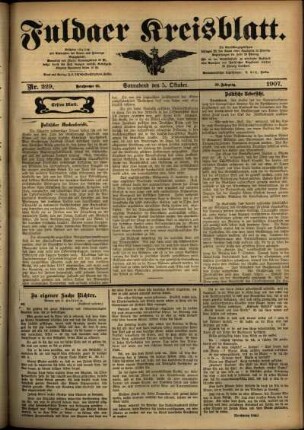 Erste Ausgabe vom Samstag, den 05. Oktober 1907.