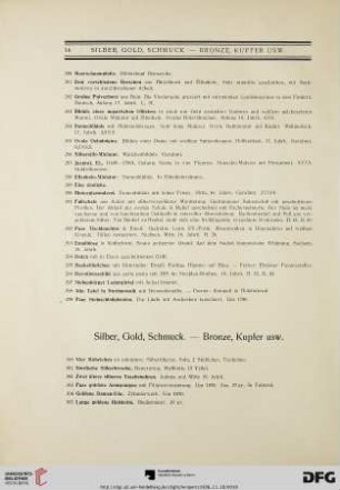[Silber, Gold, Schmuck. – Bronze, Kupfer usw., Zinn] (Nr. 300-422)