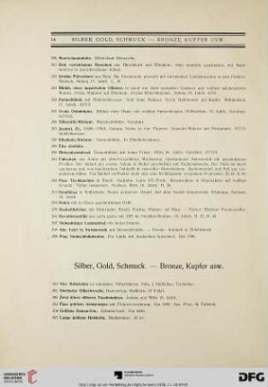 [Silber, Gold, Schmuck. – Bronze, Kupfer usw., Zinn] (Nr. 300-422)