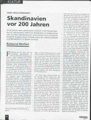 Mary Wollstonecraft: Skandinavien vor 200 Jahren