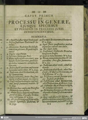 Caput Primum De Processu In Genere, Ejusque Speciebus Et Personis in Processu Juris Intervenientibus