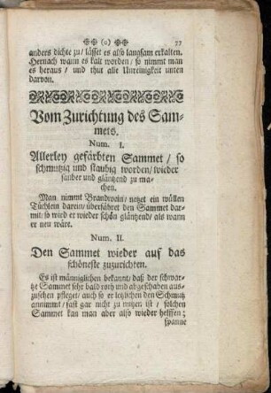 Vom Zurichtung des Sammets.