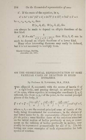 On the geometrical representation of some familiar cases of reaction in rigid dynamics.