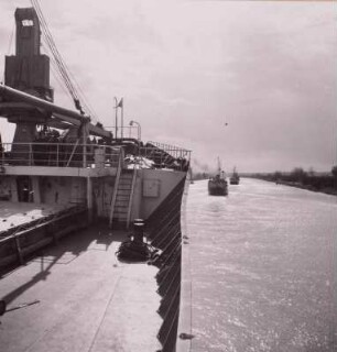 Blick auf den Nord-Ostsee-Kanal von der MS "Freundschaft" aus, um 1960
