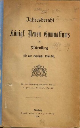 Jahresbericht. 1889/90
