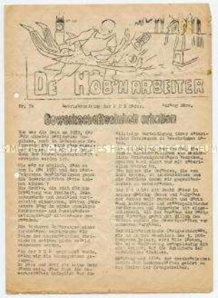 Hektografierte Zeitung der KPD Hamburg für die Hafenarbeiter zur Gewerkschaftsarbeit