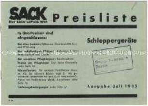 Preisliste für Bodenbearbeitungsgeräte