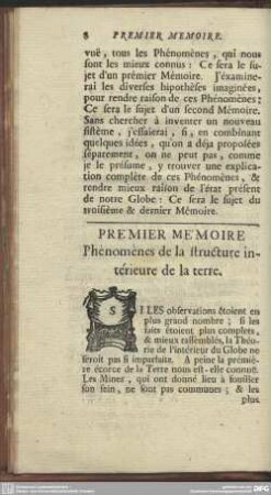 Premier Memoire Phénomènes de la structure intérieure de la terre