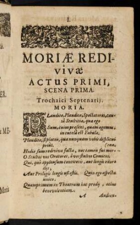 1-25, Moria Rediviva, Actus Primi