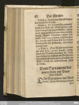 Vom Sacrament des waren Leibs und Bluts Jhesu Christi.