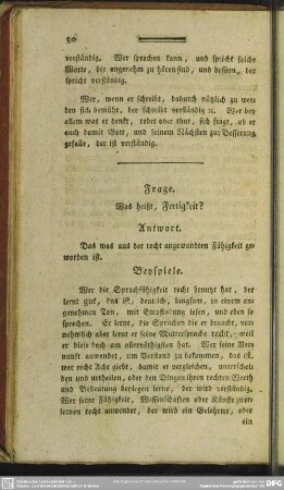 Frage. Was heißt, Fertigkeit?