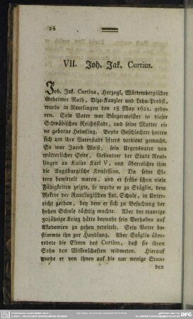VII. Joh. Jak. Curtius
