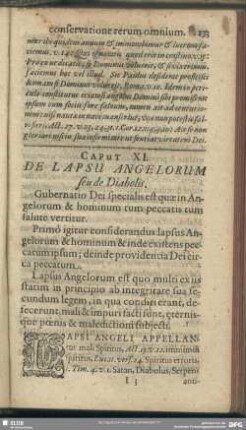 Caput XI. De Lapsu Angelorum seu de Diaboli